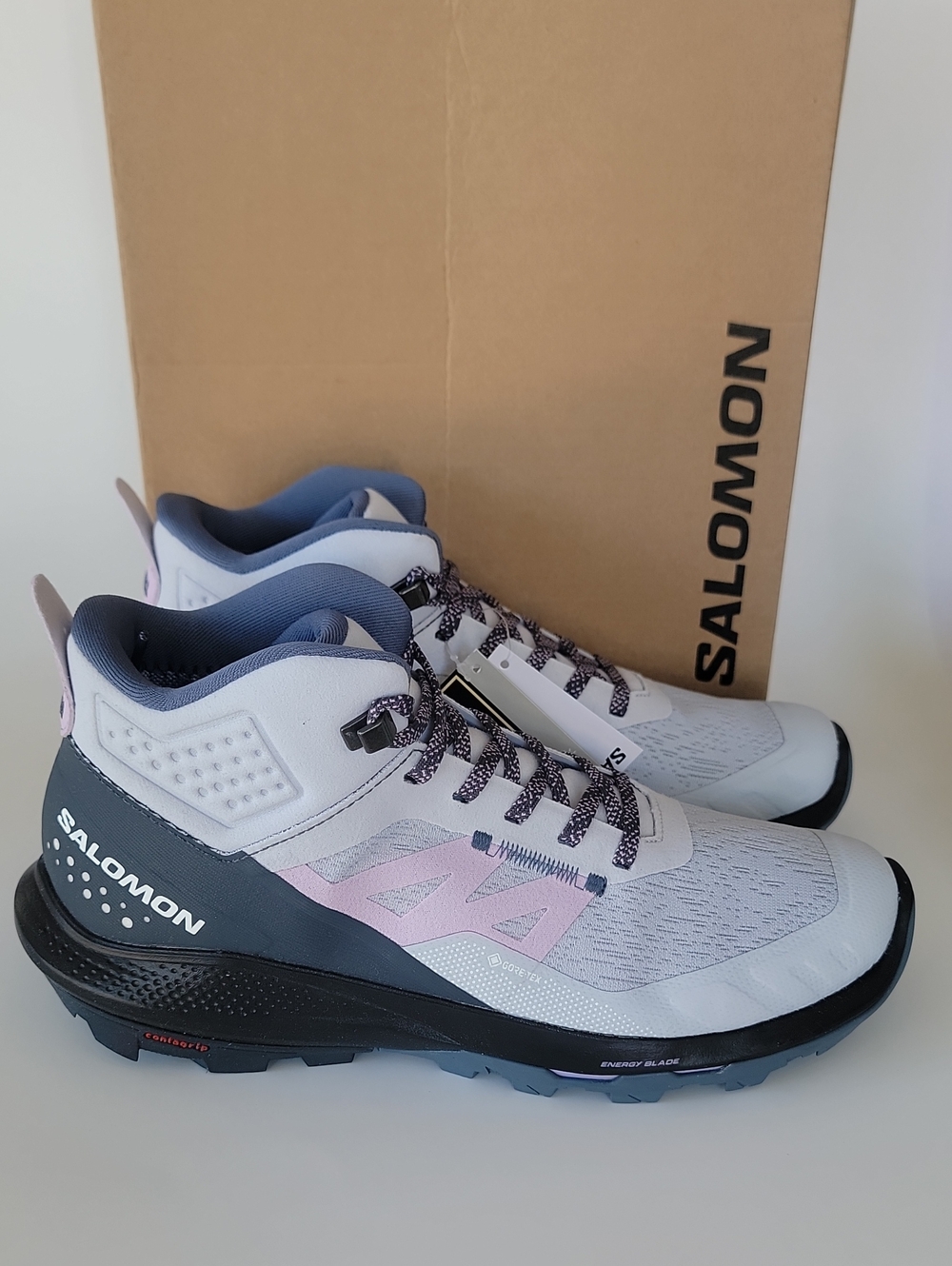 Salomon OUTpulse Mid GTX W Women's Hiking Shoes Arctic/orchid Bloom Size 7.5 M - Picture 3 of 9